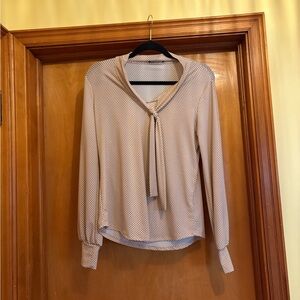 Adrianna Papell Pink and Black Polka Dot Top